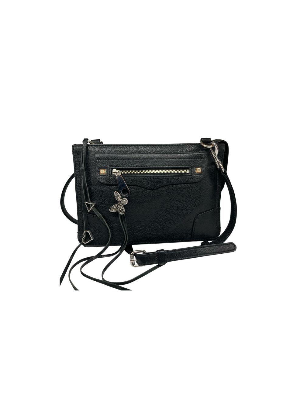 Rebecca Minkoff Y2K Regan Black Leather Crossbody w/ Charms Indie Sleaze Bag EUC